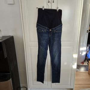 Maternity Skinny Jeans with Stretch Waistband - Dark Blue